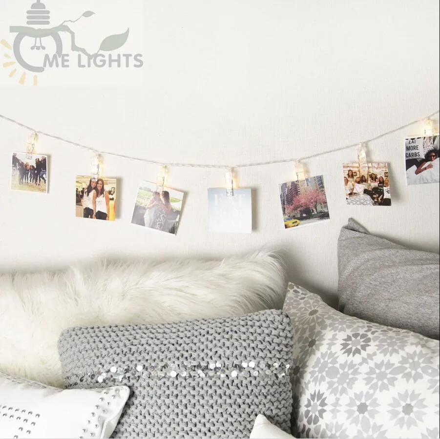 Светодиодная гирлянда на батарейках с зажимом для фотографий декоративные