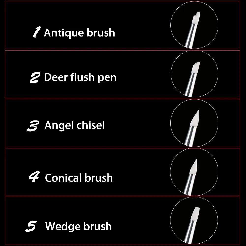 5 шт. мягкая силиконовая ручка для дизайна ногтей гравировки керамики УФ Гелевая