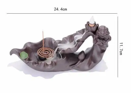 

Chinese Purple Sand Handwork Animal Frog Backflow Cone Incense Burner Censer Incense Holder & 10 Cones Home Fragrance