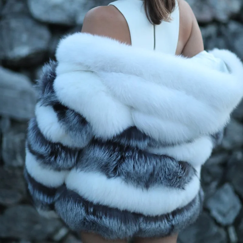 TOPFUR Real Fox Fur Coat Top Grade Whole Skin Womens Coats Winter Park With Natural Thick Warm O-Neck Party Dress Full | Женская одежда
