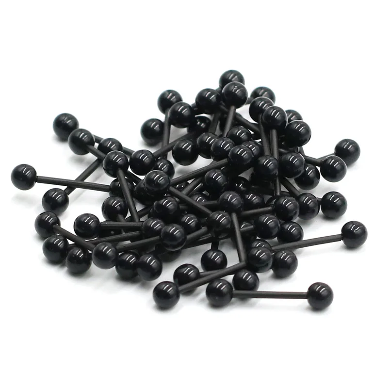 Black 2 шт. 361L хирургическое стальное кольцо для языка, промышленный пирсинг, штанга, Черная спираль, сексуальные украшения для тела, аксессуары для женщин - Окраска металла: Black