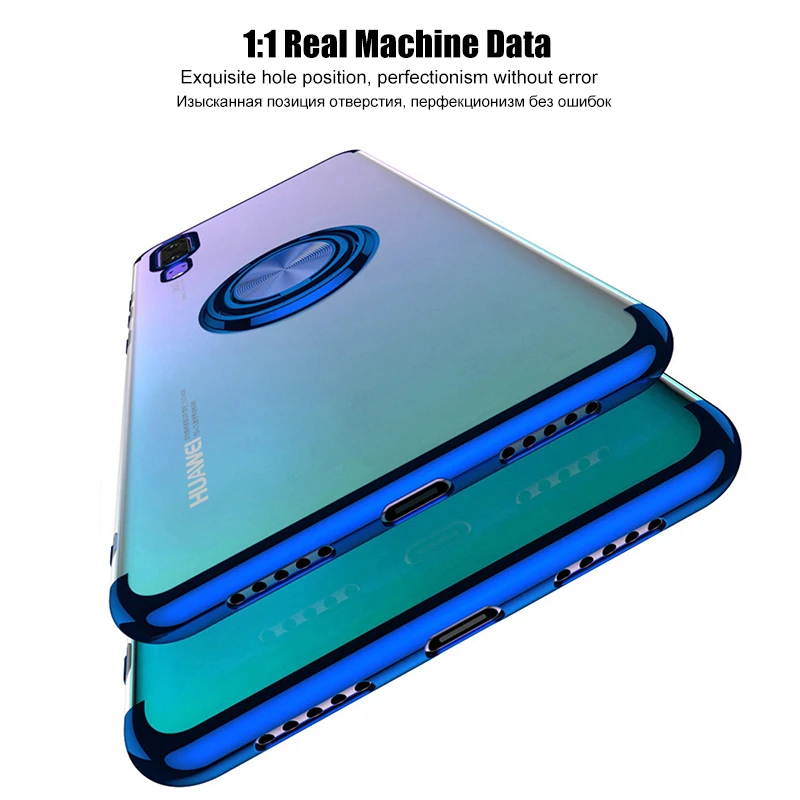 Автомобильный Магнитный силиконовый чехол с кольцом на палец для Huawei P30 P20 Pro Mate 20