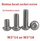 100 шт.лот M3 * 1418 болт A2-70 ISO7380 Кнопка головки винтболт SUS304 нержавеющая сталь M3X1418 мм