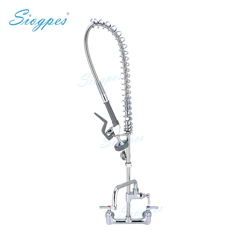 

Heavy Duty 8" Wall Mounted 203mm Industrial Pre-rinse Faucet with Add-on Pot Filler & Spray Gun for Project
