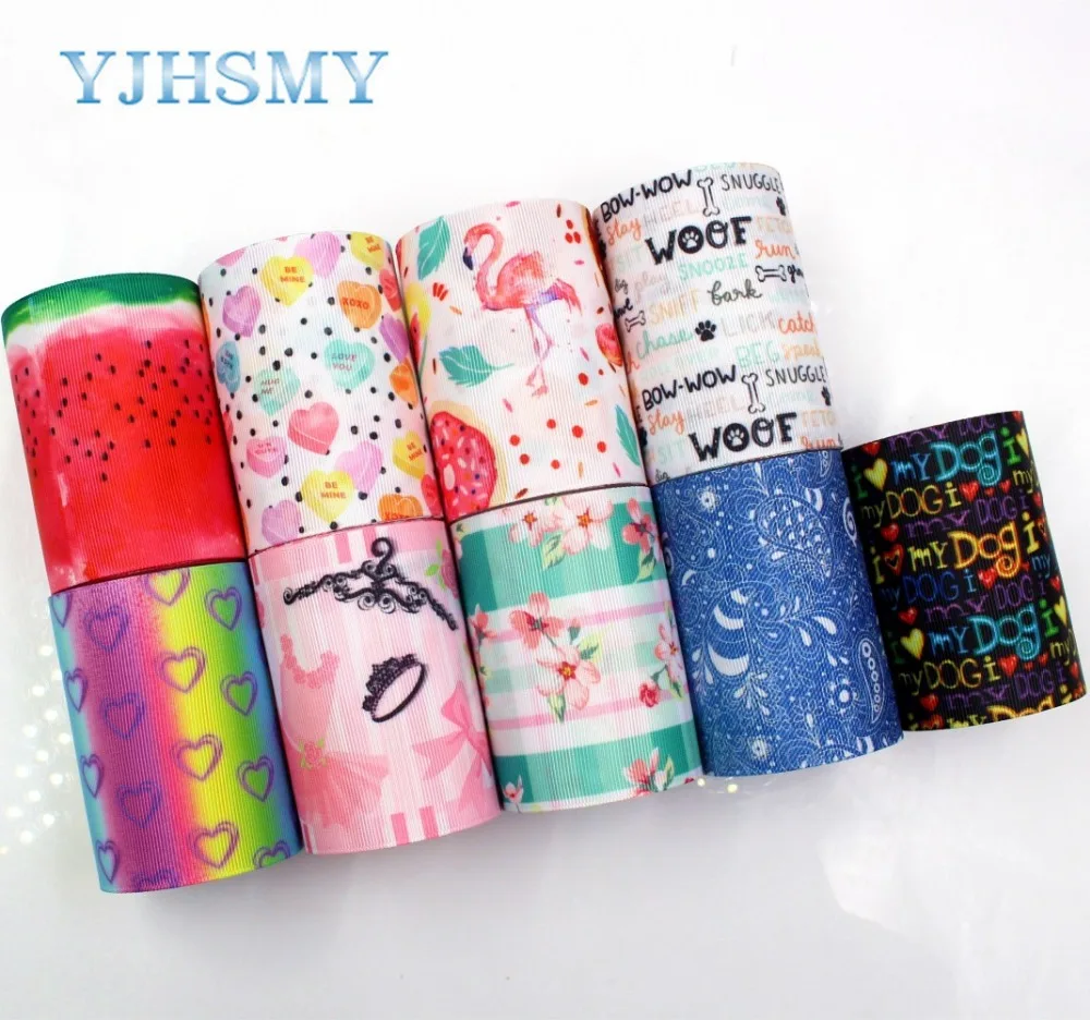 YJHSMY I-18428-58 75 мм 5 ярдов мультфильм ленты Термальность с печатным рисунком grosgrain