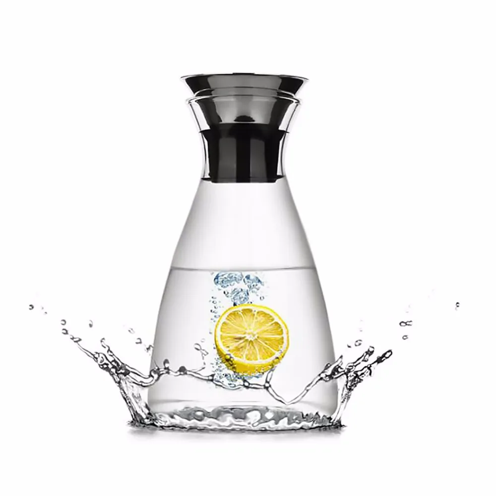 Стеклянный графин с силиконовой откидной крышкой из нержавеющей стали кувшин