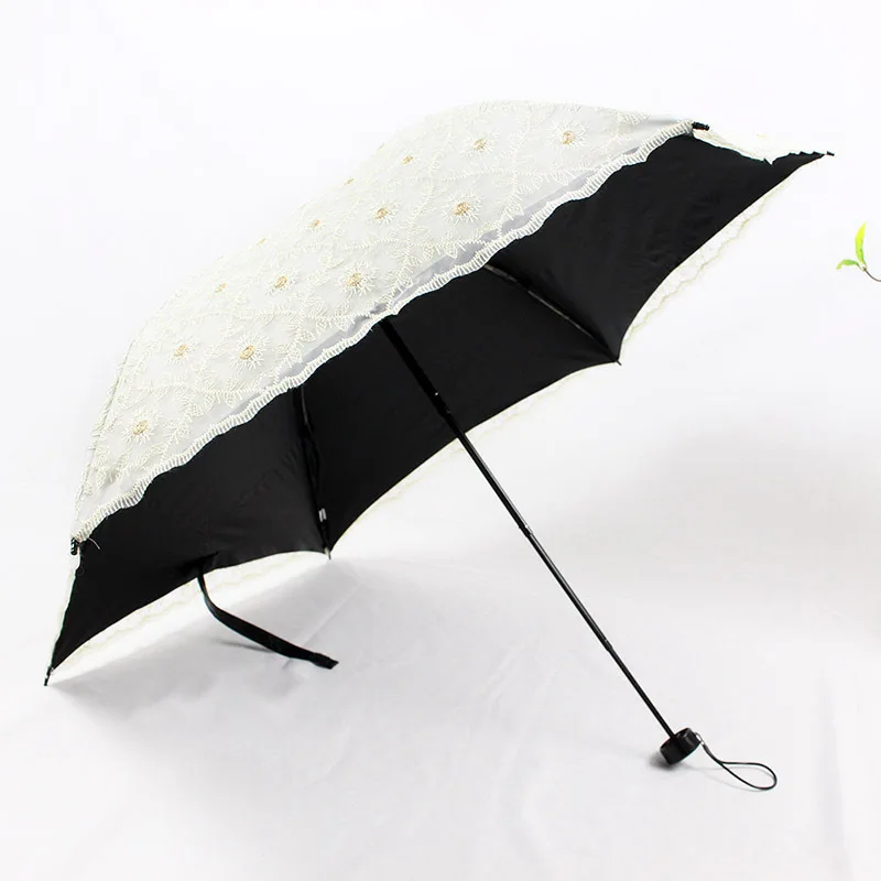 

Embroidered small tri-fold umbrella lace girl ultra light folding lace double-layer umbrella two or two carbon fiber umbrella