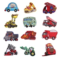 cartoon car excavator iron on patches for clothing embroidery stripe on clothes cute sequin applique badge applique cloth fabric