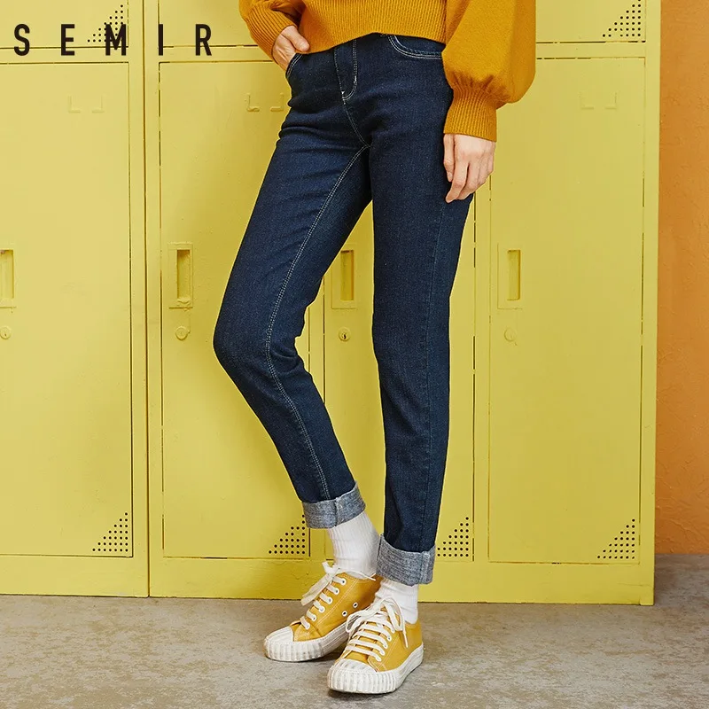 SEMIR джинсы для женщин 2017 зима новые модные брюки девочек Винтаж тонкая одежда