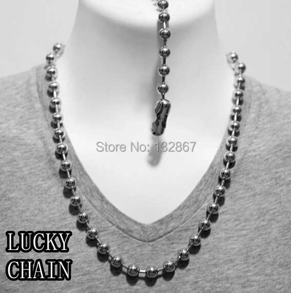 Браслет-цепочка из нержавеющей стали с круглыми шариками 8 66 + 24 дюйма 6 мм |