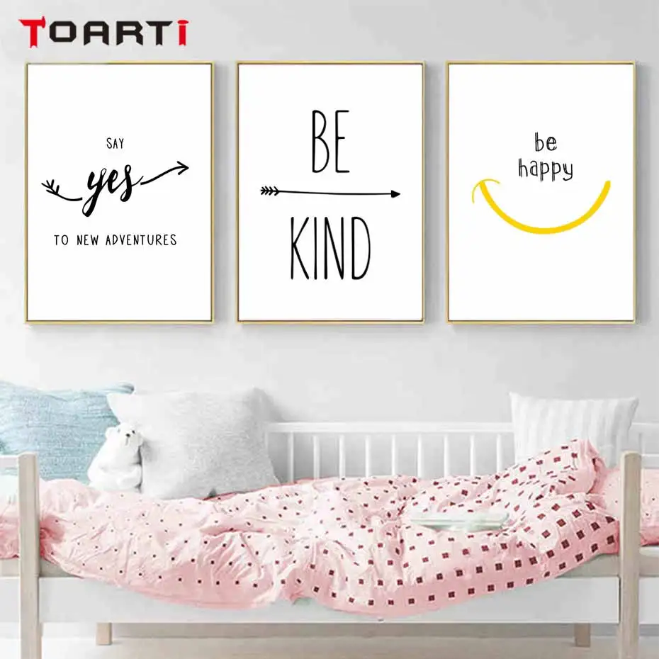 Motivational Kids Quotes Posters Prints Nordic Canvas Painting On The Wall Black White Art Pictures For Baby Nursery Home Decora | Дом и сад