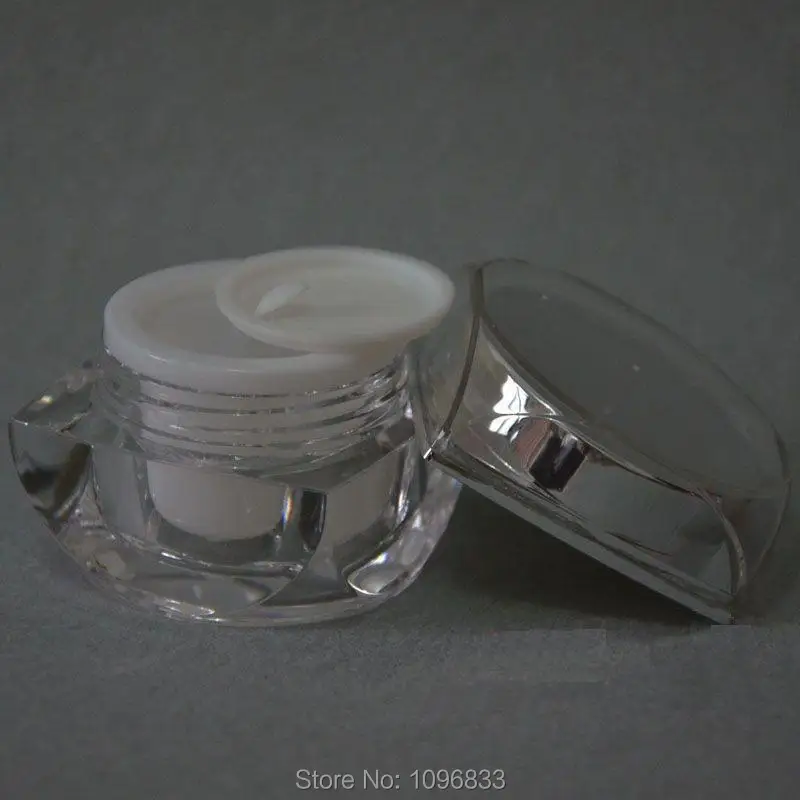 Серебряная крышка Акриловая банка 10 г восьмиугольный контейнер Косметическая