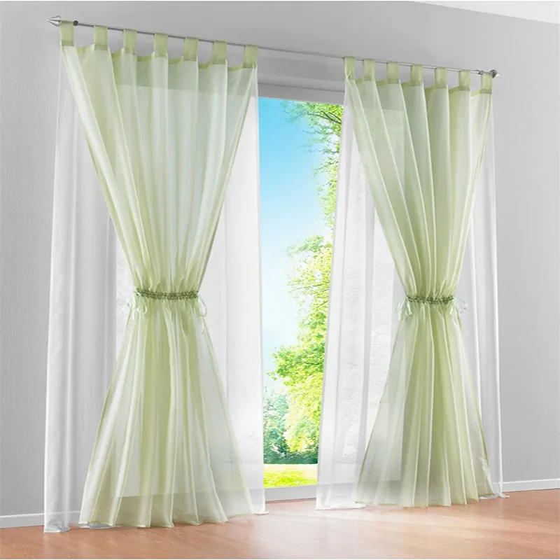 Green-White 1panel Европейский и американский стиль, фиолетовая двухслойная Тюлевая занавеска для гостиной, спальни, однотонная вуаль для эркеров, дверей T223#4 - Цвет: Green-White 1panel