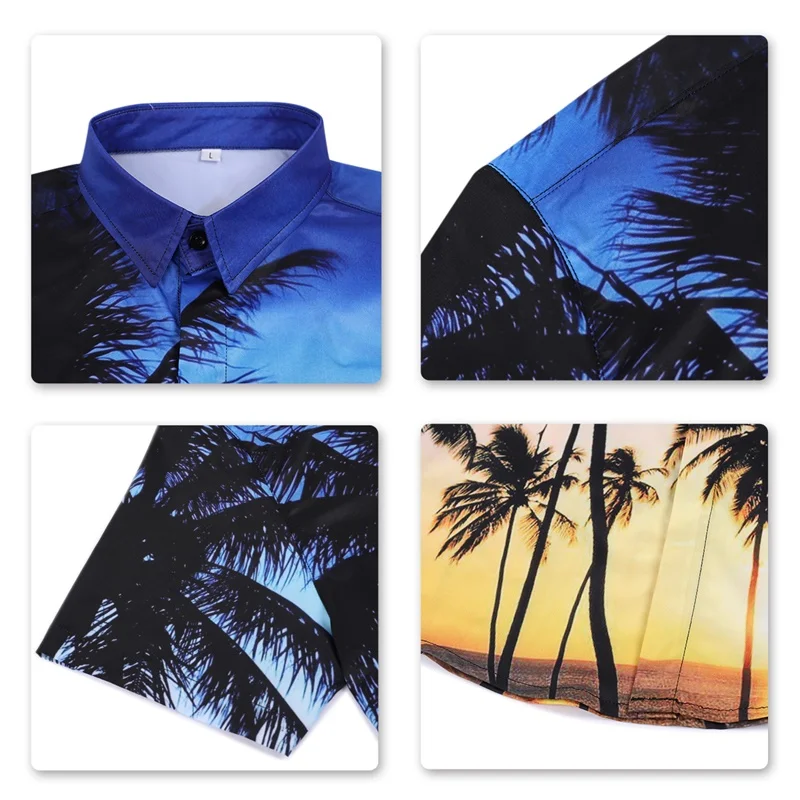 Cloudstyle, мужская рубашка с коротким рукавом, 3D Cocos, морской пляж, Гавайские рубашки, Camisa Masculina, мужские рубашки с цветочным принтом, уличная одежда