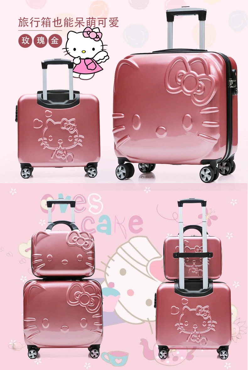 Детские комплекты чемоданов hello kitty розовый багаж на колесиках для девочек и мальчиков подарок для детей школьная сумка на колесиках с героями мультфильмов