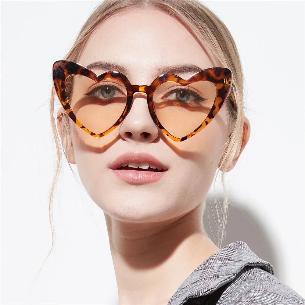 

Солнцезащитные очки женские, в форме сердца, из пластика, светоотражающие, UV400