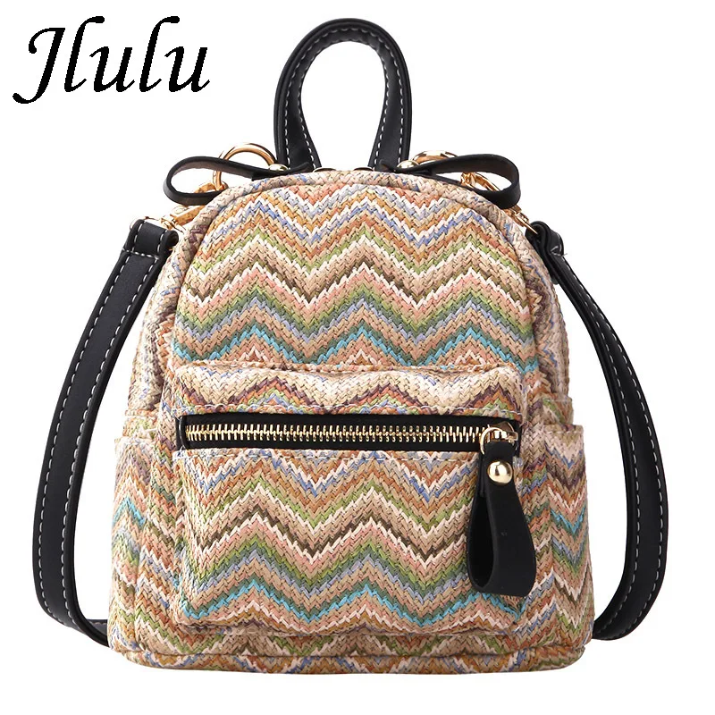 Jlulu плетеная солома маленький рюкзак женский Back Pack летние рюкзаки для девочек
