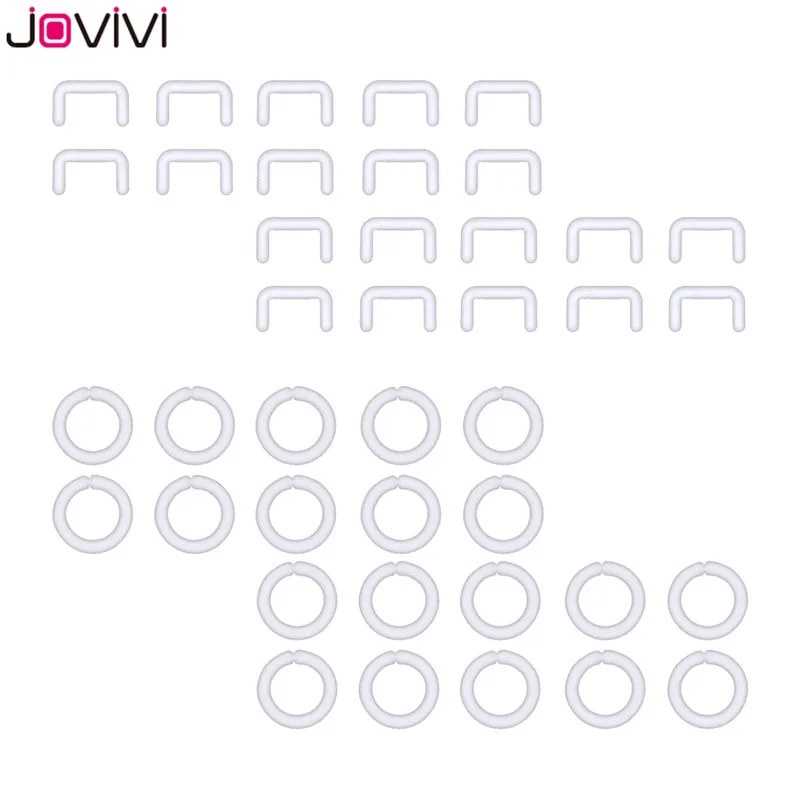 Jovivi 40 шт. 14 г 16 г прозрачный гибкий акрил кольцо в нос фиксаторы Bioflex спиральный для хряща Tragus серьги пирсинг ювелирные изделия - Окраска металла: 40pcs 6mm 14G
