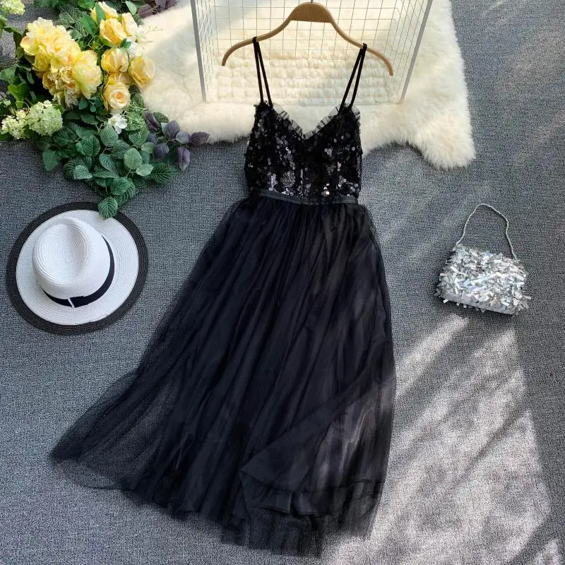 Ретро праздничный Стиль Блестки сшитая сетка v образный вырез без рукавов