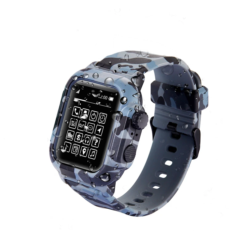 Ремешок для Apple watch 42 мм 44 водонепроницаемый Камуфляжный костюм браслет наручный