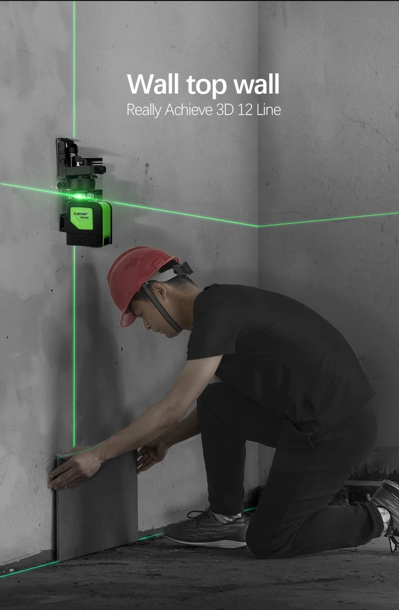 Лазер sndway зеленый уровня лазерный уровень 360 градусов лазерный уровень 3D поворотный самовыравнивающийся с вертикальным горизонтальным 12 линий лазерный уравнитель