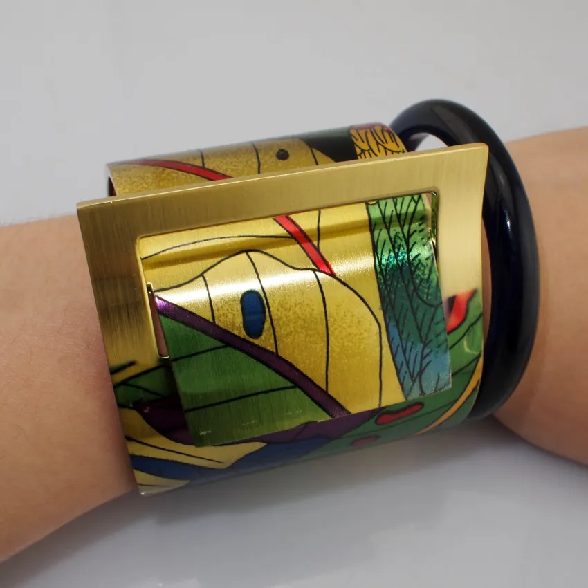 MANILAI модный в стиле кантри с рисунком открытый большой Браслет манжета браслет