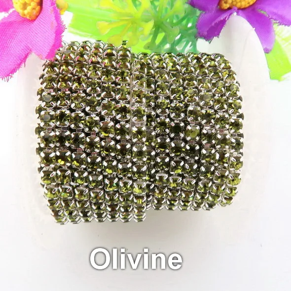 A24 Olivine Серебряная основа коготь 5 ярдов/R высокая плотность ss6 2 мм ss8 2,5 мм ss10 2,8 мм ss12 3 мм SS16 4 мм стразы на цепочке для пришивания клея на отделке - Цвет: A24 Olivine