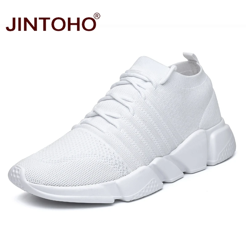white JINTOHO/мужская повседневная обувь большого размера; модная мужская повседневная обувь; дышащие мужские кроссовки; Мужская удобная обувь для взрослых; Chaussure - Цвет: white