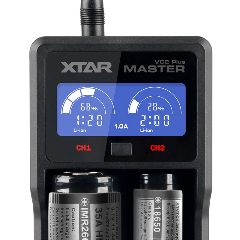 Подлинный xtar мастер VC2 плюс 2 слота 1A ток интеллигентая (ый) USB Батарея Зарядное
