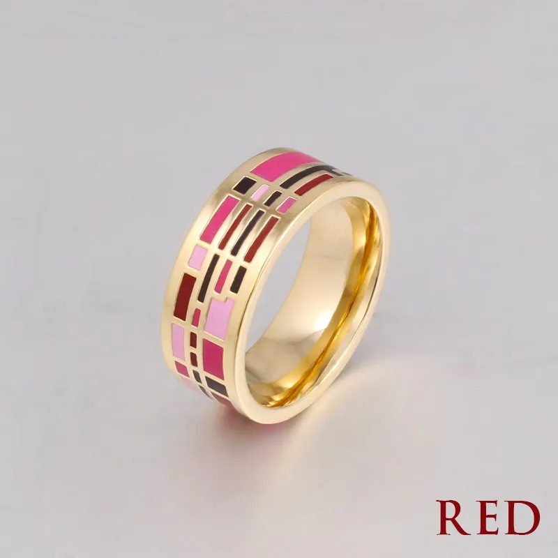 JZ08-20A Эксклюзивное Брендовое красивое кольцо Bague Femme с геометрическими полосками, Винтажное кольцо с эмалью, ширина 0,8 см, позолоченные кольца из нержавеющей стали для Wom - Цвет основного камня: JZ08-20A
