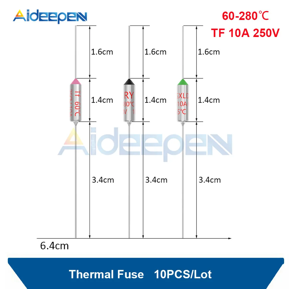 60 280C TF температурный тепловой предохранитель RY 10A 250V Температура 60C 85C 100C 105C 120C 130C