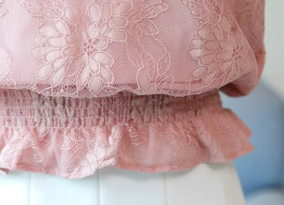 

New 2021 Summer Sweet Lady Women Blouse Shirt Casual Solid Sexy Short Sleeve Hollow Lace Shirt Female Clothing Blusas 0696 30