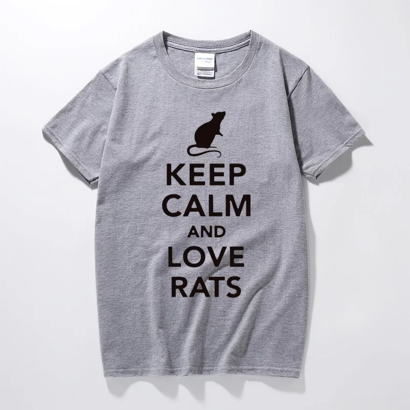 Модная Повседневная забавная Мужская футболка RAEEK Keep Calm And Love крысы|Мужские
