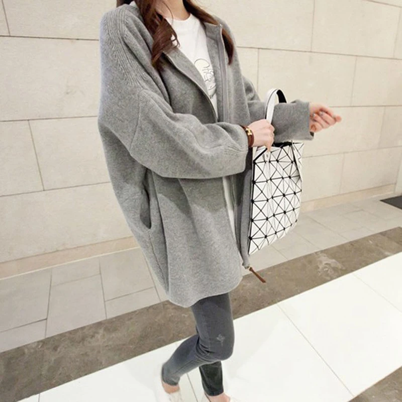 2016 Осень Новый Повседневная Твердые Плюс Размер Кардиганы Женщины Моды Летучая