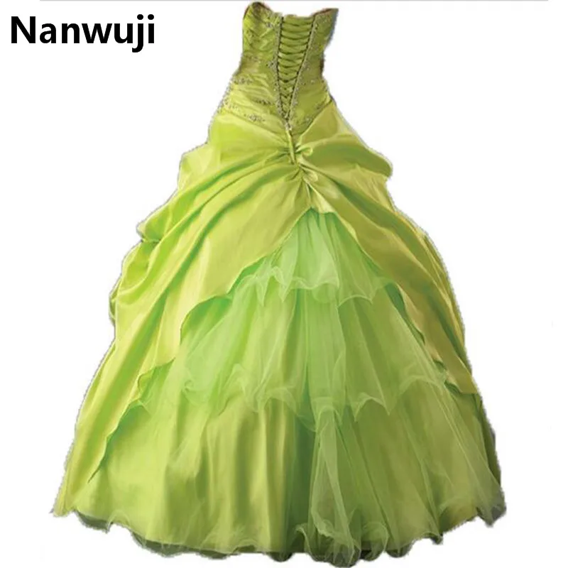 

Real Pictures In Stock Price Under 50 Sweetheart Ball Gown Wedding Party Dress In stock Lime Green Cheap Quinceanera Dresses