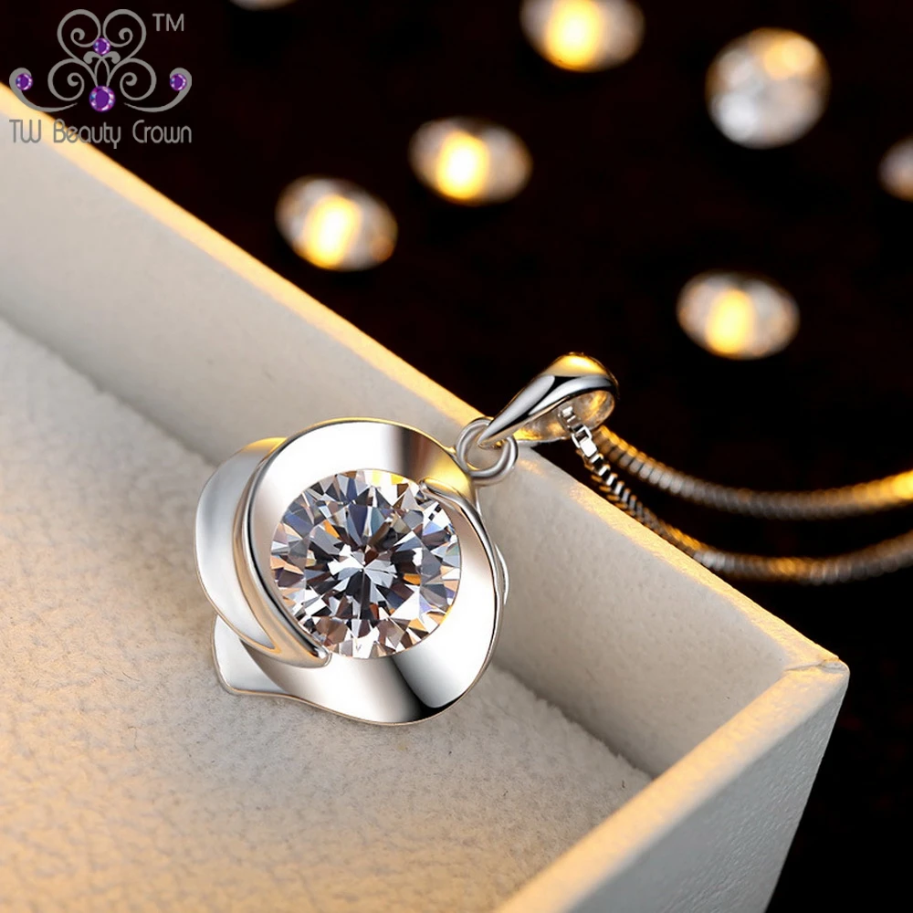 Женское ожерелье из серебра 2017 пробы с подвеской в виде цветка розы | Украшения и