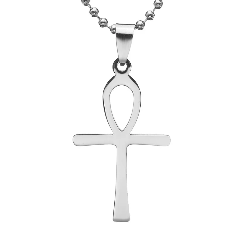 Цепочка с подвеской в виде креста на ногу из нержавеющей стали 60 см|steel bead chain|steel