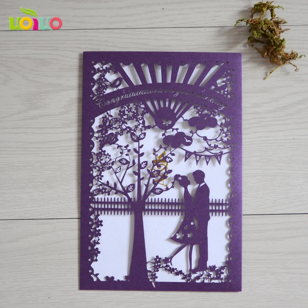 Карманная Любовь дерево королевская Свадебная Открытка Дизайн Лазерная Резка