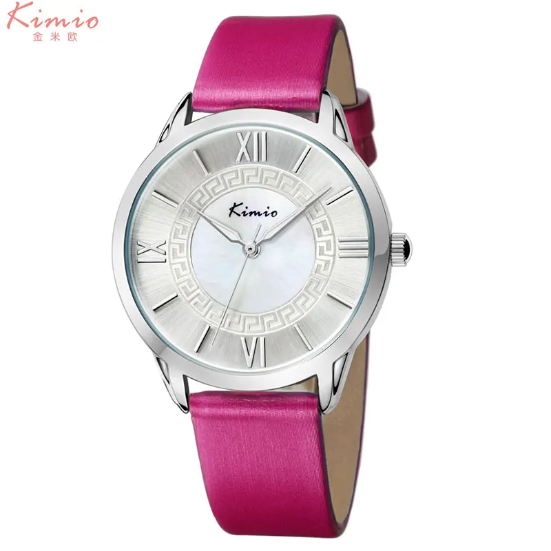 KIMIO женские кварцевые часы кожаные платья Смотреть дизайн моды дамы наручные