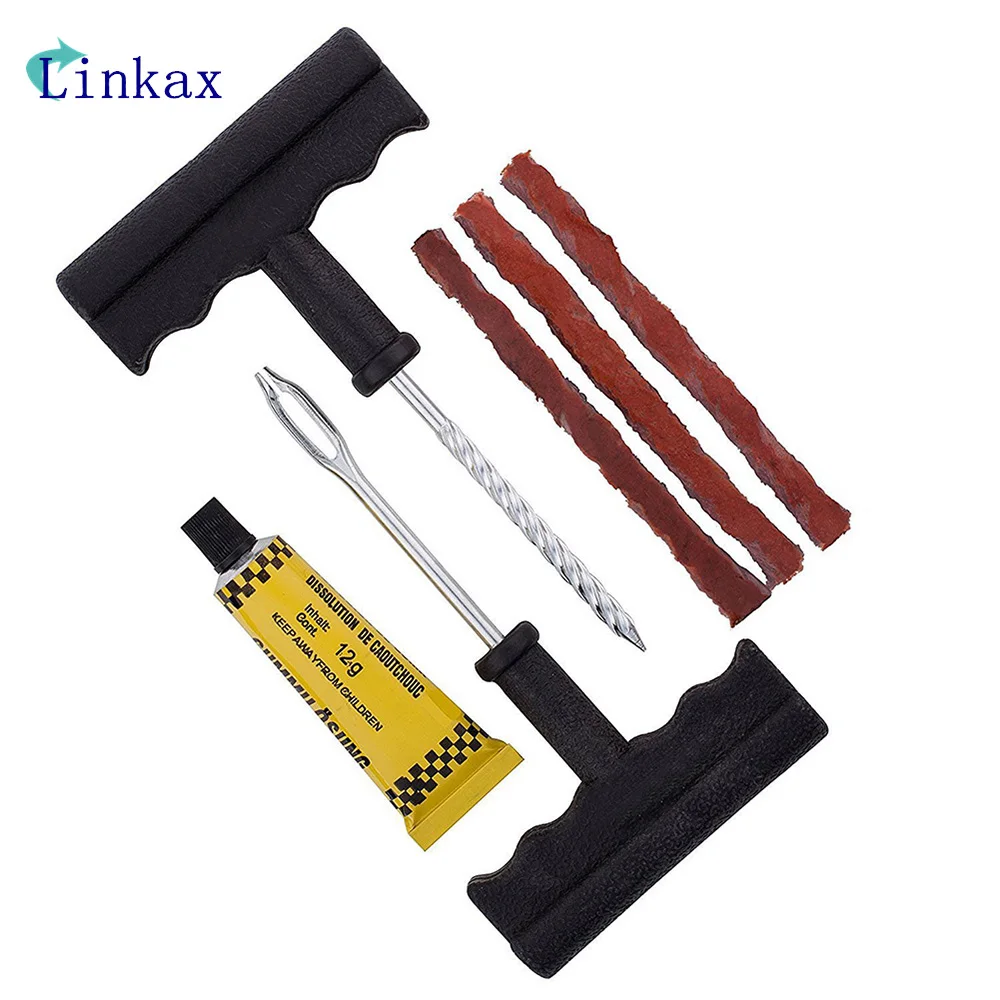 Набор инструментов для ремонта автомобильных бескамерных шин резиновый цемент 6