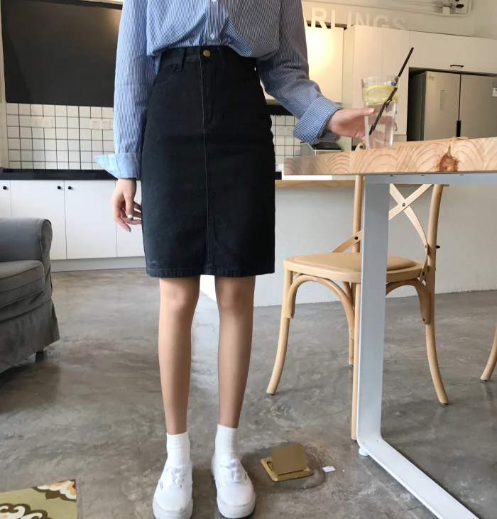 DICLOUD, сексуальная черная облегающая юбка, женская модная джинсовая юбка с высокой талией, Женская Новинка, Повседневная летняя джинсовая юбка с разрезом, одежда