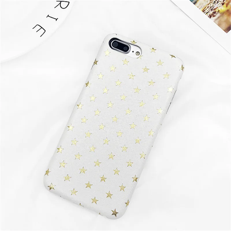 Lovebay чехол для телефона для iPhone X XR XS Max 8 7 6 6s Plus карамельный цвет Шелковый узор Золотая Звезда Обложка на заднюю панель из искусственной кожи чехол s Coque - Цвет: W