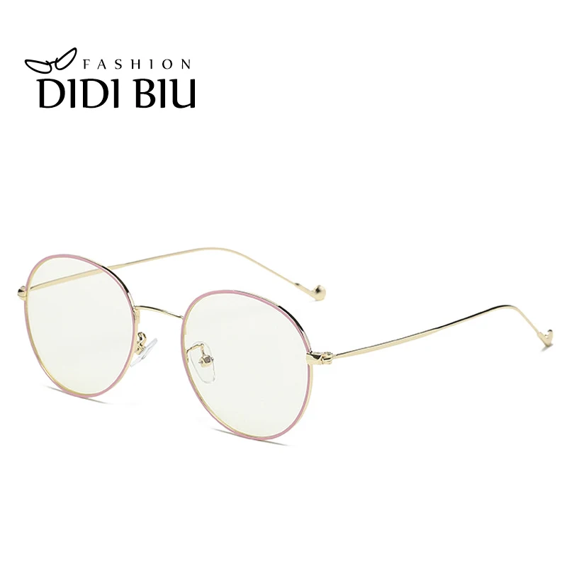 C4 Pink Gold DIDI, очки для компьютера с защитой от синего излучения, маленькие круглые очки, оправа из розового золота, ретро металлические очки, прозрачные очки, бренд Lunette W790 - Цвет оправы: C4 Pink Gold