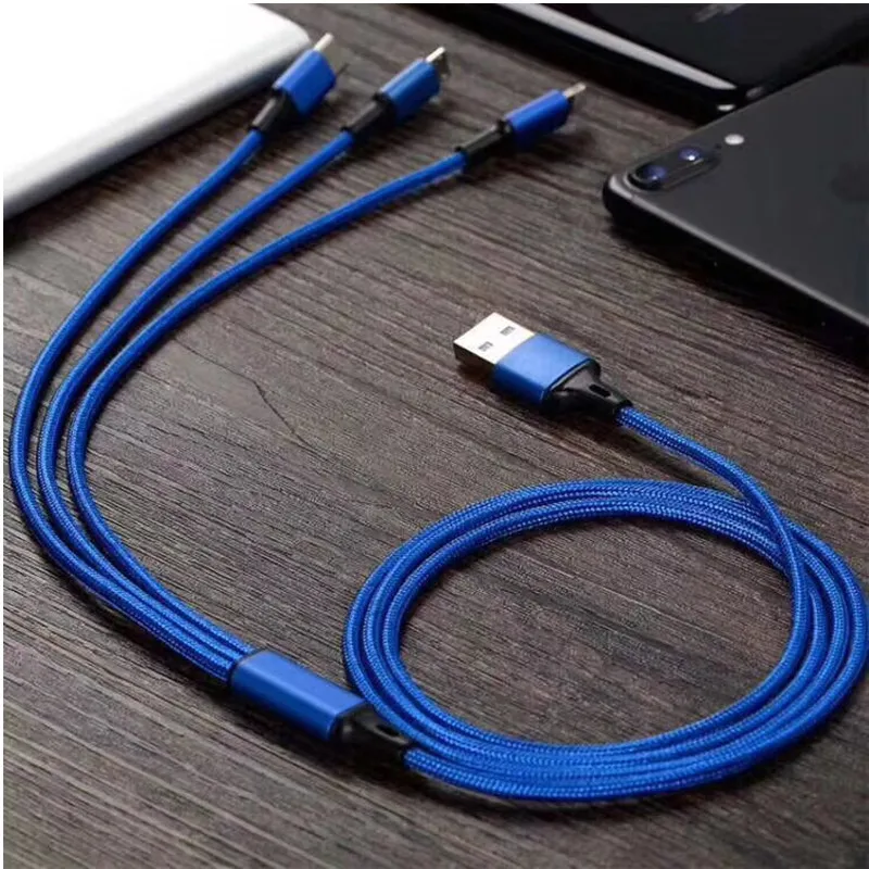 Кабель QUWIND 3 в 1 с Micro USB Type C и 8Pin для синхронизации данных зарядки кабель 2 м iPhone 6 7 8 X