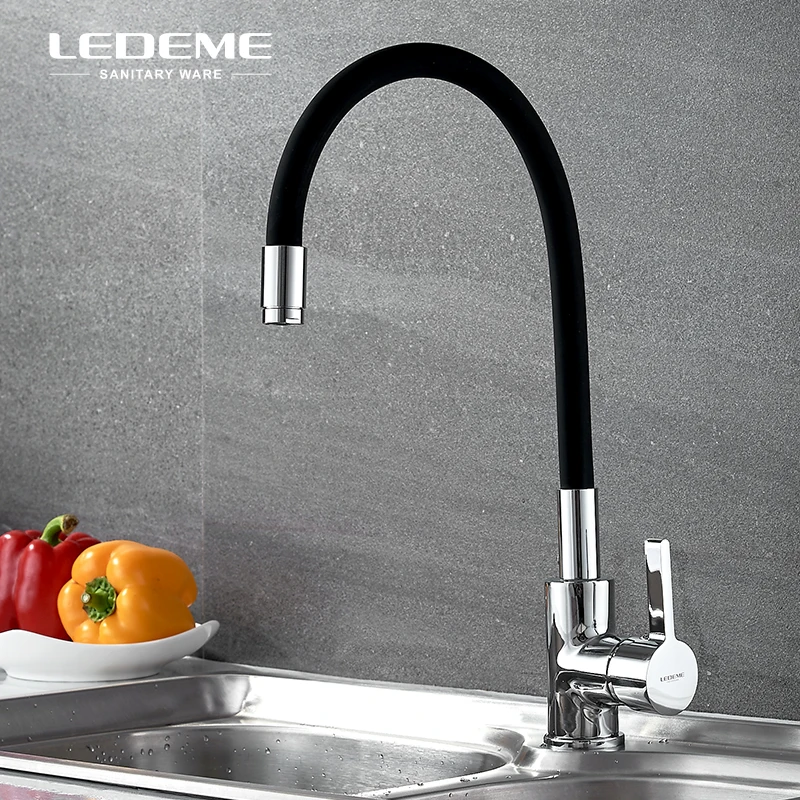 LEDEME желтый смеситель для кухонной раковины латунный резиновый поворотный