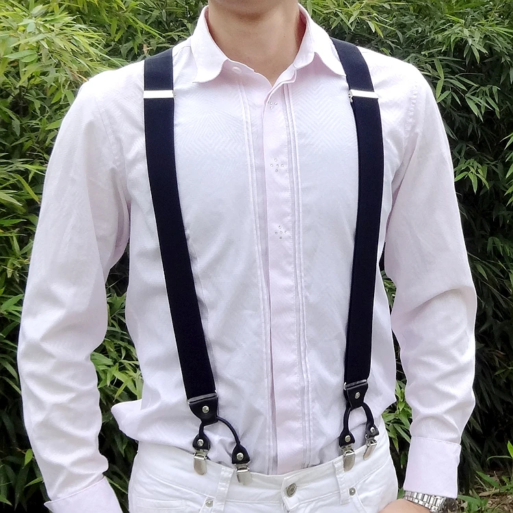 LGFD1782 Men plus size 120cm long X black 6 clips men suspenders | Аксессуары для одежды