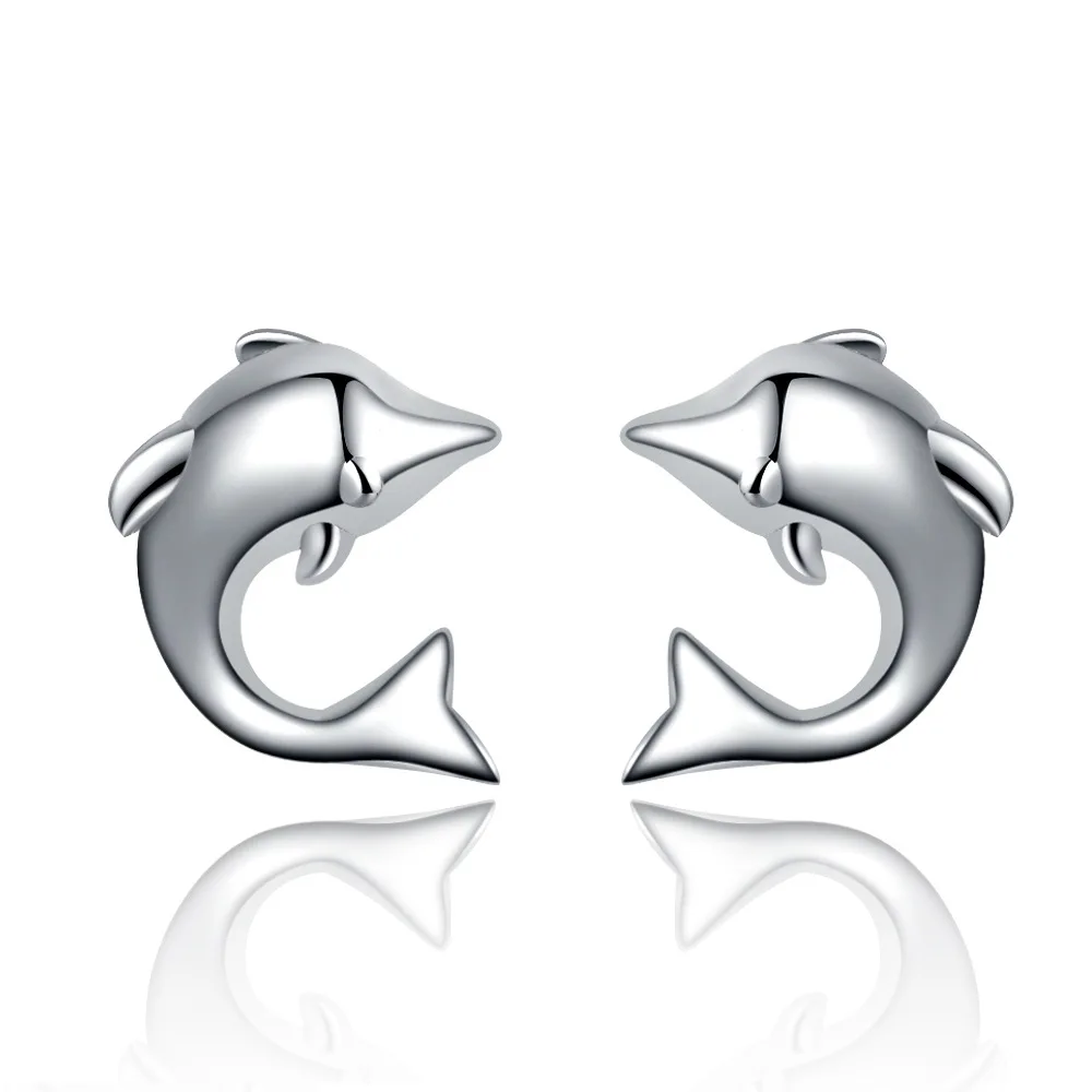 

Dolphin Stud Earrings Authentic 100% 925 Sterling Silver Earrings For Women Brincos Earring Earings Jewelry Brinco Oorbellen M29