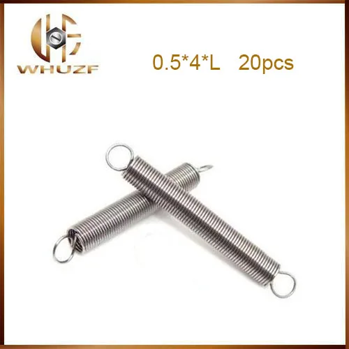 

spring 20PCS 0.5 x 4mm 0.5mm stainless steel Tension spring with a hook extension spring length 10mm to 60mm
