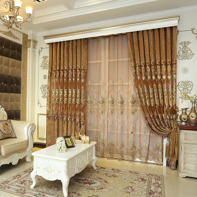 Curtains for Living dining room bedroom 2017 new curtain European style water soluble embroidery customization | Дом и сад