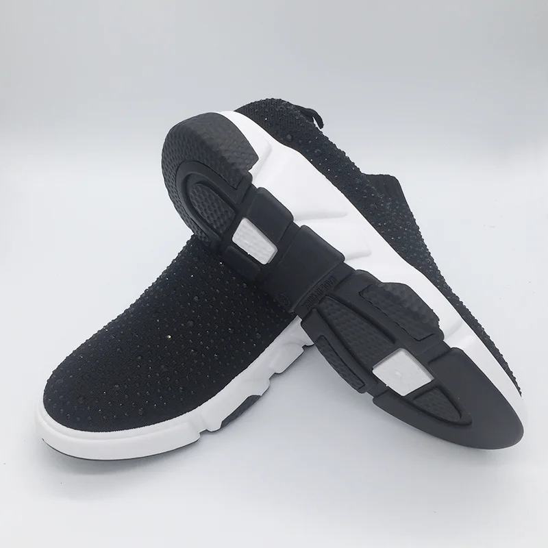 Женские кроссовки со стразами Повседневные вязаные на плоской платформе tenis feminino